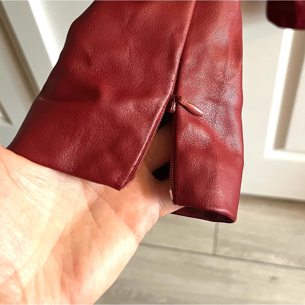 NWT Zara women’s Burgundy High Rise Leather Leggings Size S - Picture 4 of 11